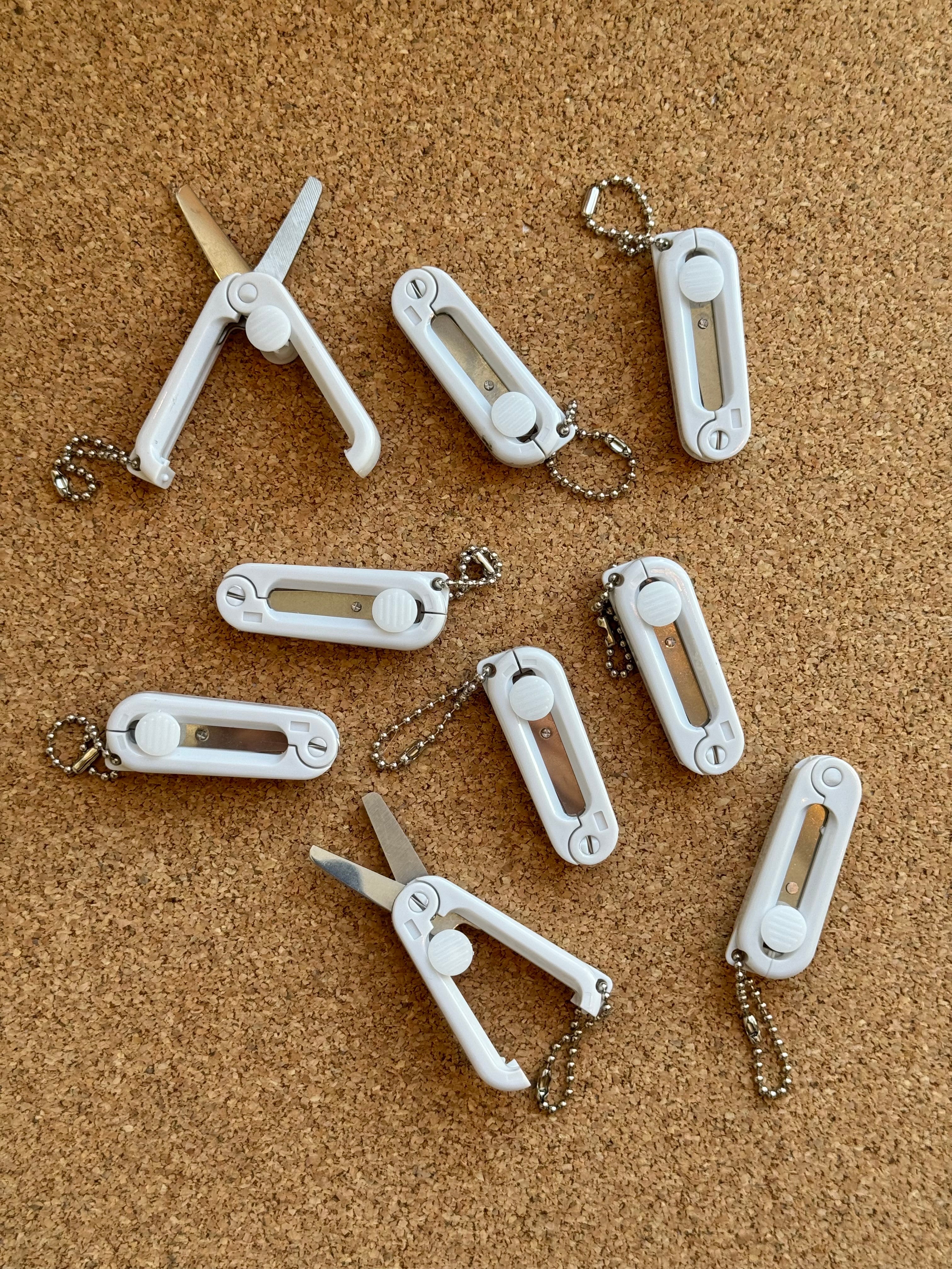 Small folding scissors keychain