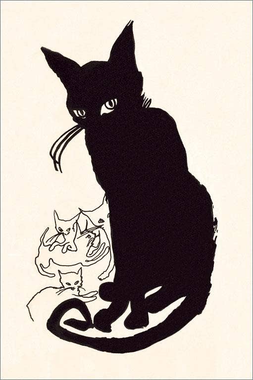 Black Cat Print Postcard