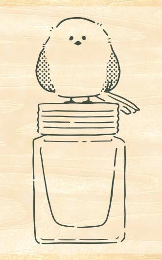 Ink Bottle Bird Rubber Stamp