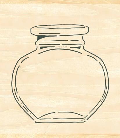 Round Ink Bottle Rubber Stamp