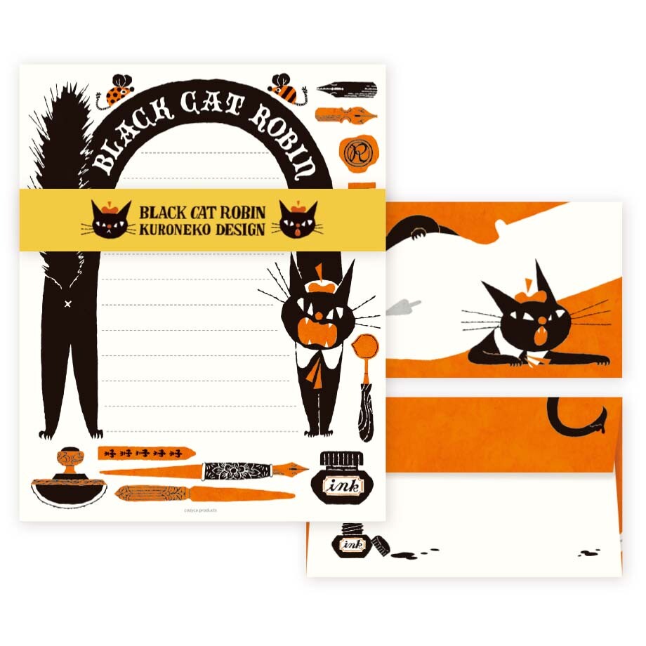 Robin the black cat Letter Set / "Stationery"