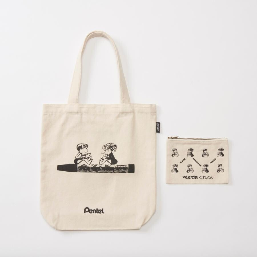 Old Resta 2-in-1 Japanese Stationery Themed Tote Bag - Pentel Crayon