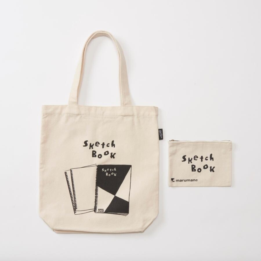 Old Resta 2-in-1 Japanese Stationery Themed Tote Bag - Maruman Sketchbook