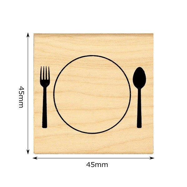 Plate and Silverware Rubber Stamp