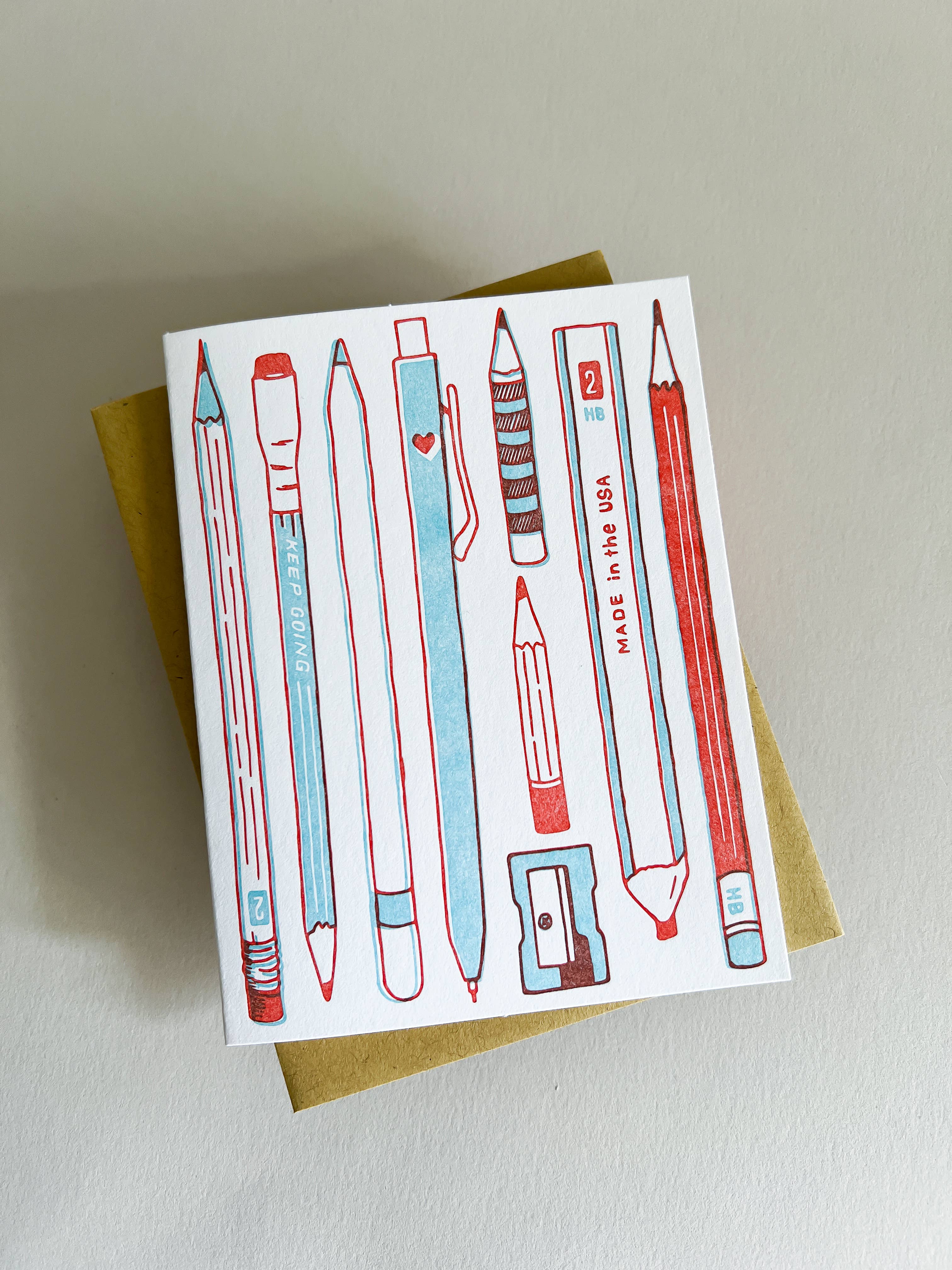Pencil Collection Letterpress Card