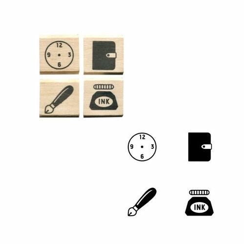 Office and Desk Mini Rubber Stamp Set