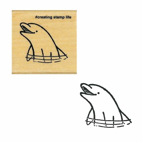 Smiling Dolphin Mini Rubber Stamp