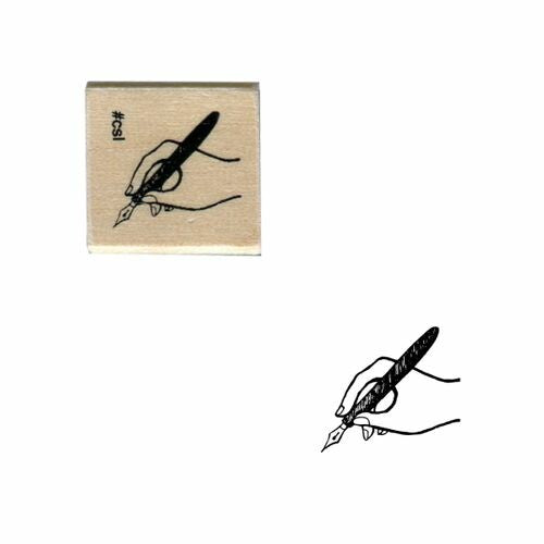 Writing Hand Mini Rubber Stamp