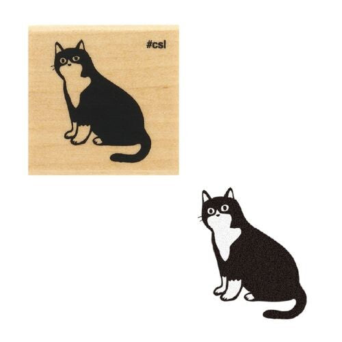 Tuxedo Cat Mini Rubber Stamp