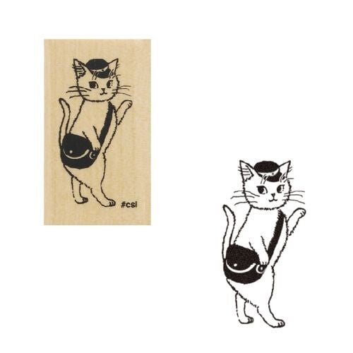 Mail Carrier Kitty Mini Rubber Stamp