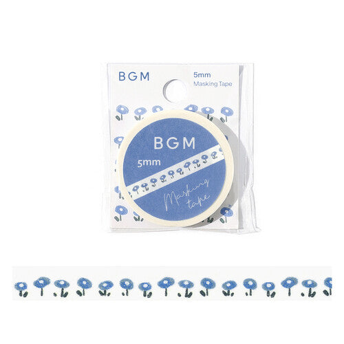Skinny Washi Tape / Tiny Blue Flowers