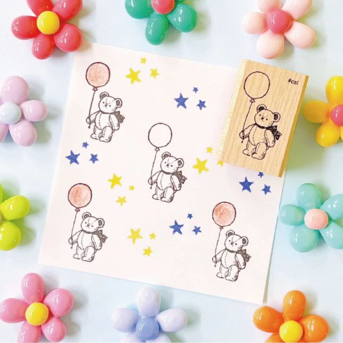 Balloon Bear Mini Rubber Stamp