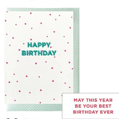 Lithograph Birthday Card / Blue Grid