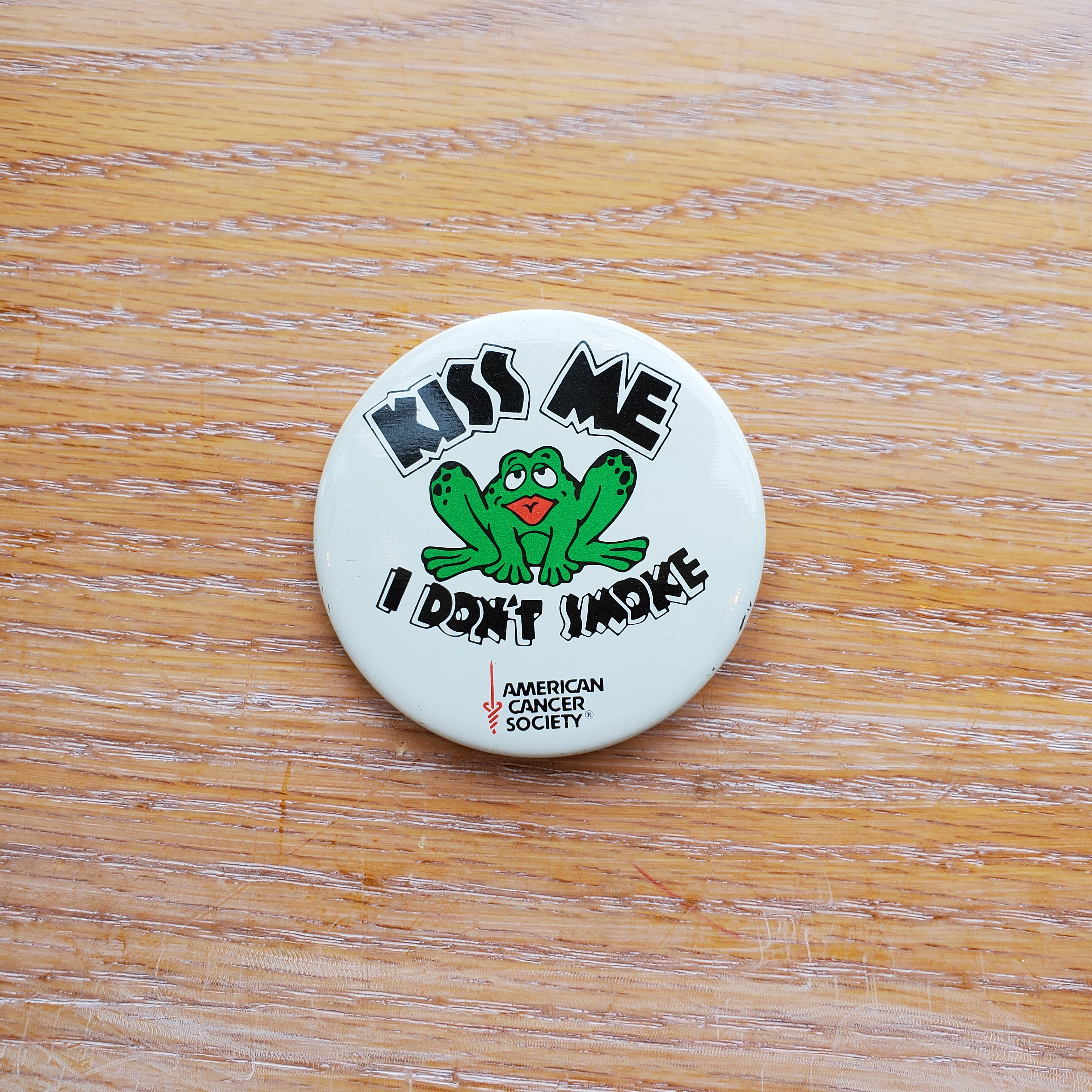 Kiss Me I Don't Smoke Vintage Pinback Button