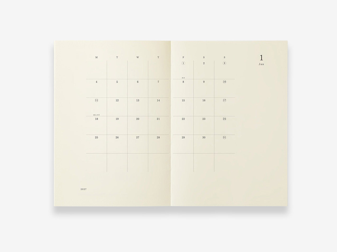 MD Diary 2027 A4 Thin - monthly spread