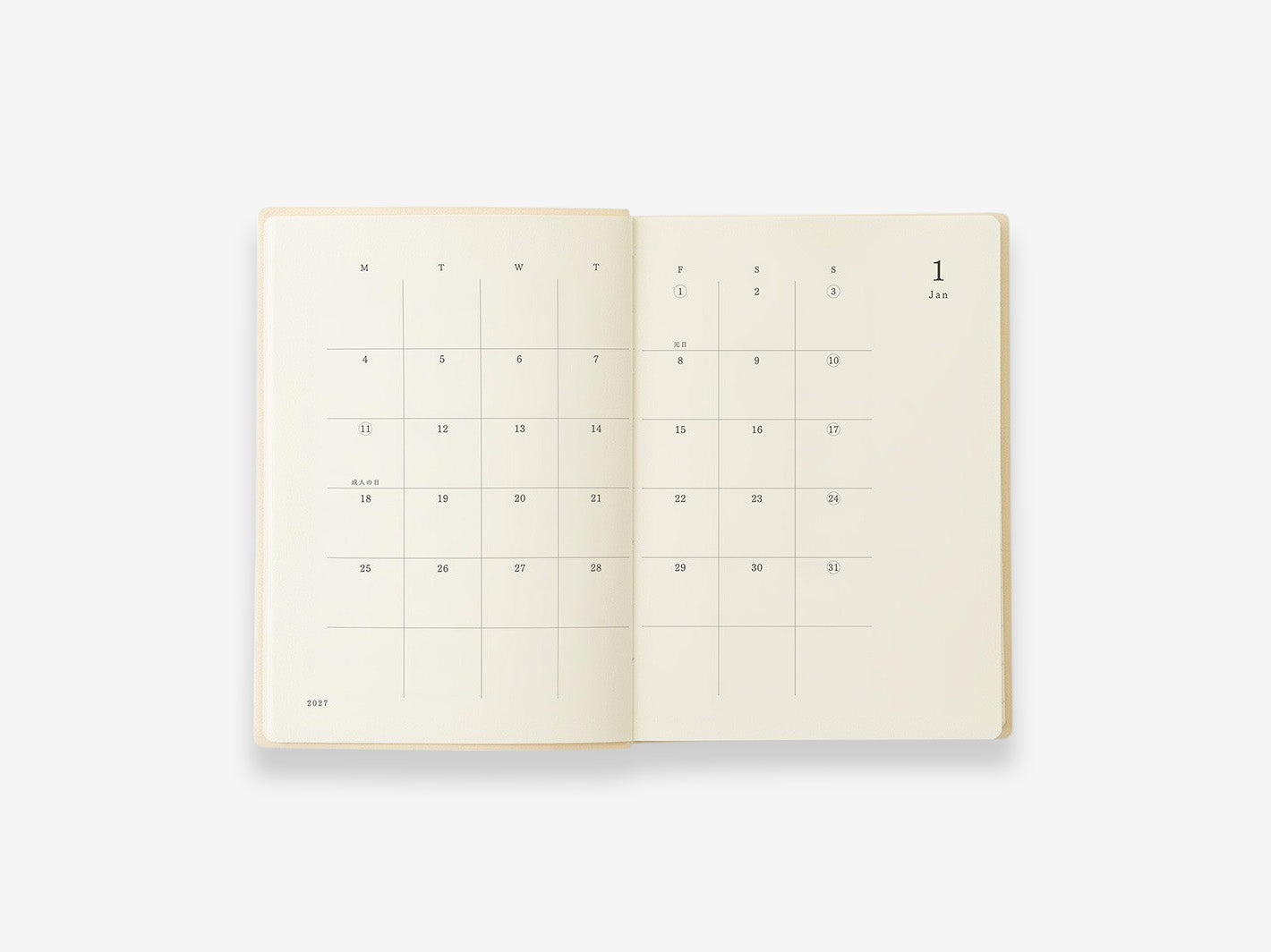MD Diary 2027 A6 1 Day 1 Page - monthly spread