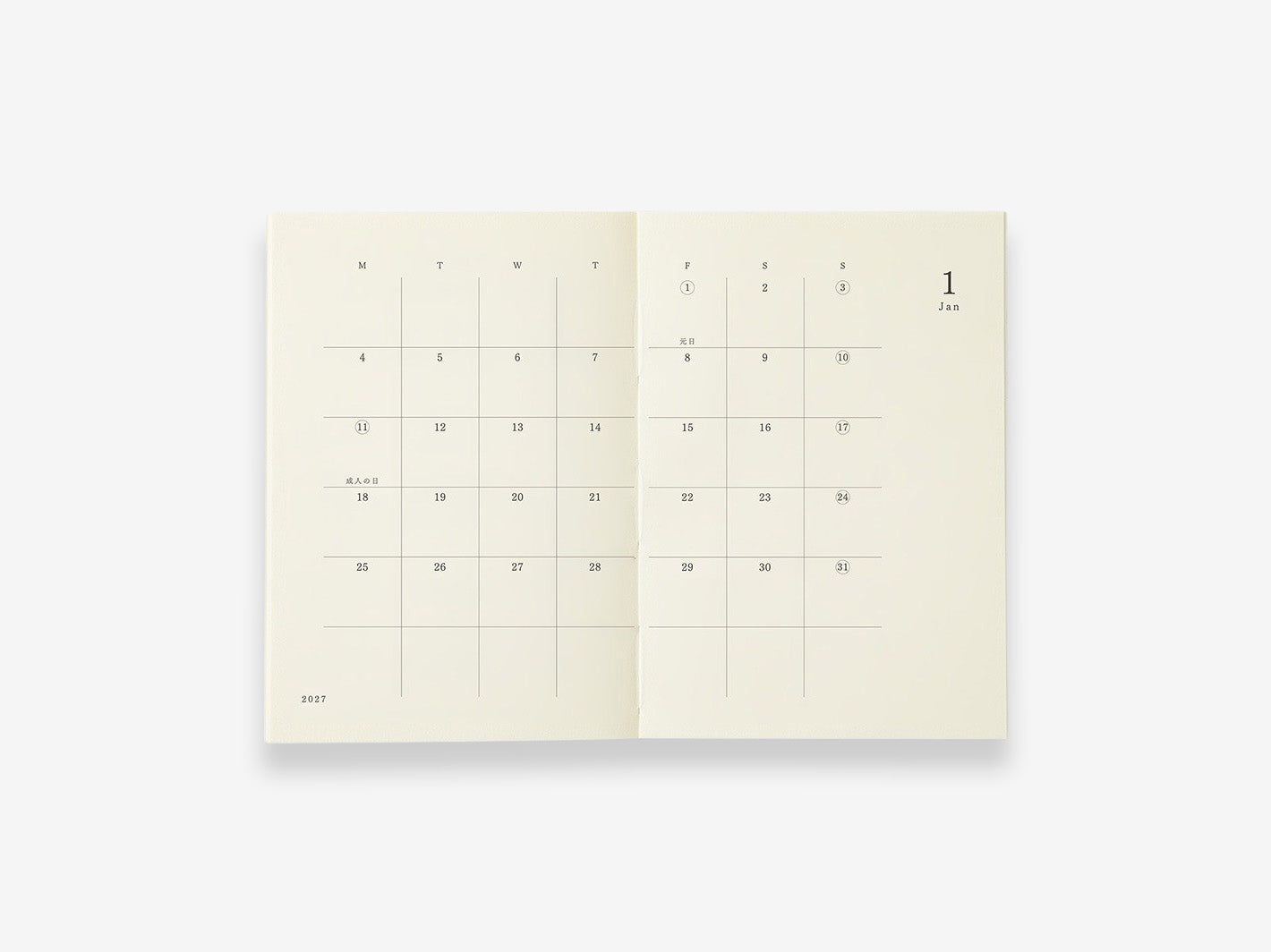 MD Diary 2027 A7 - monthly spread