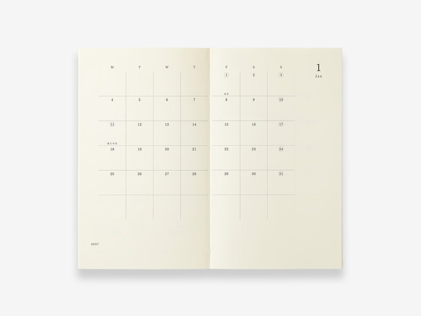 MD Diary 2027 B6 Slim - monthly spread