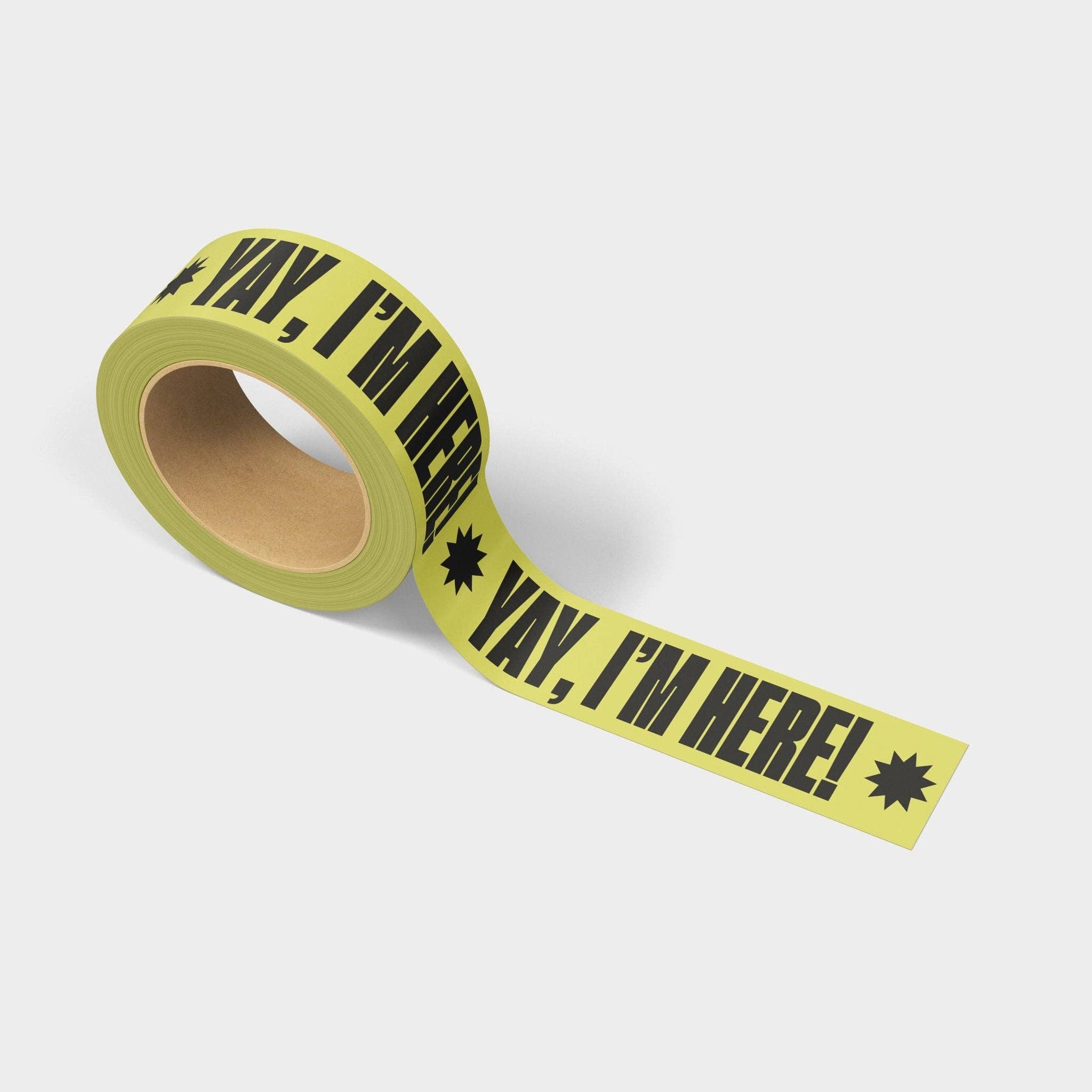 Yay, I'm Here! Shipping Tape - Yellow/Black