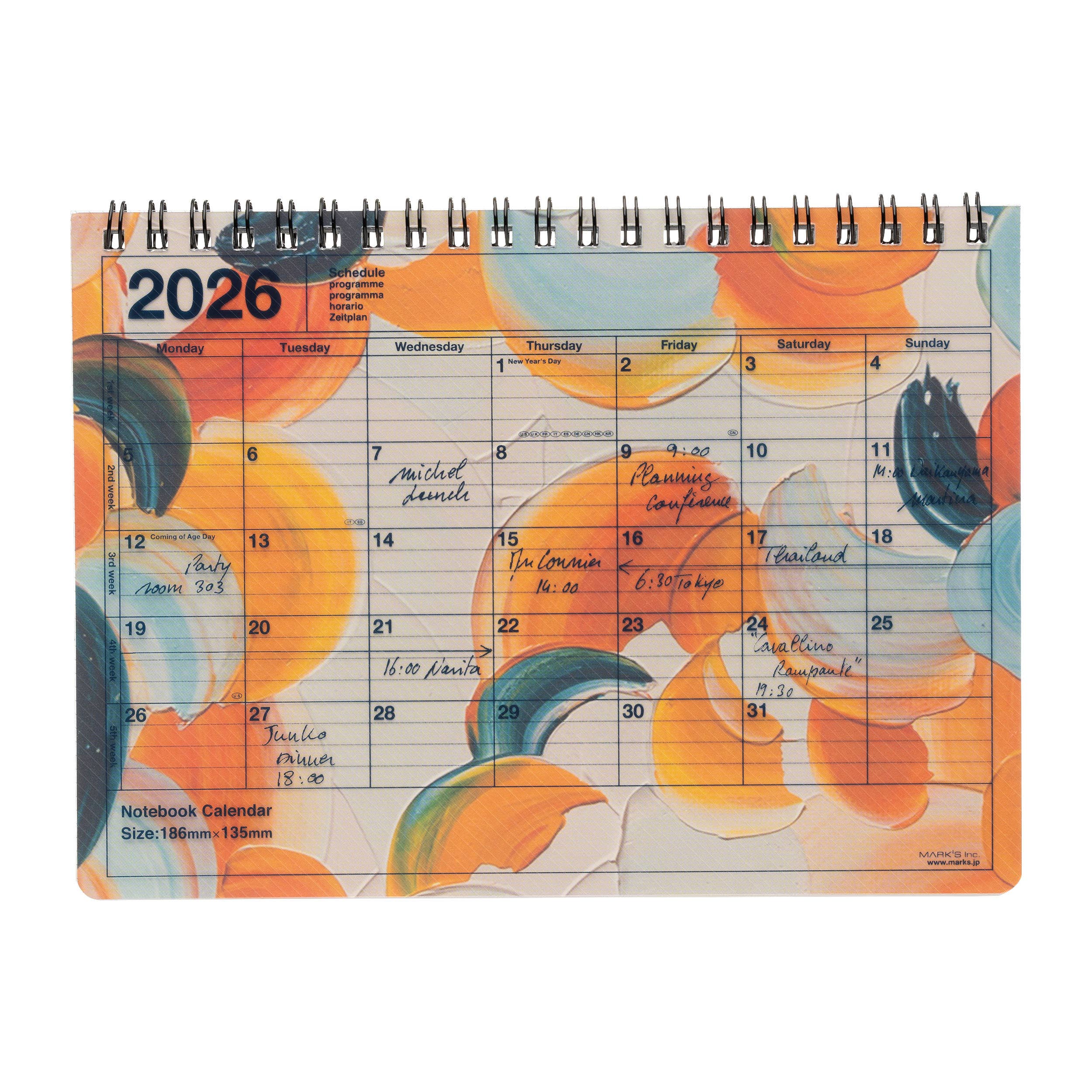 MarkStyle Notebook Calendar 2026 / B7 / Valencia Orange