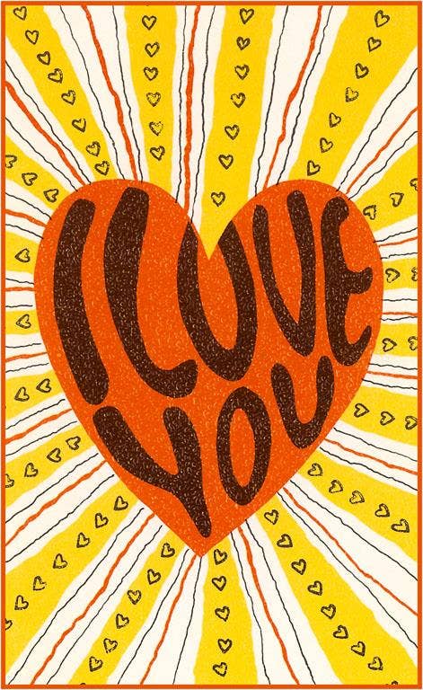 Psychedelic I Love You Postcard