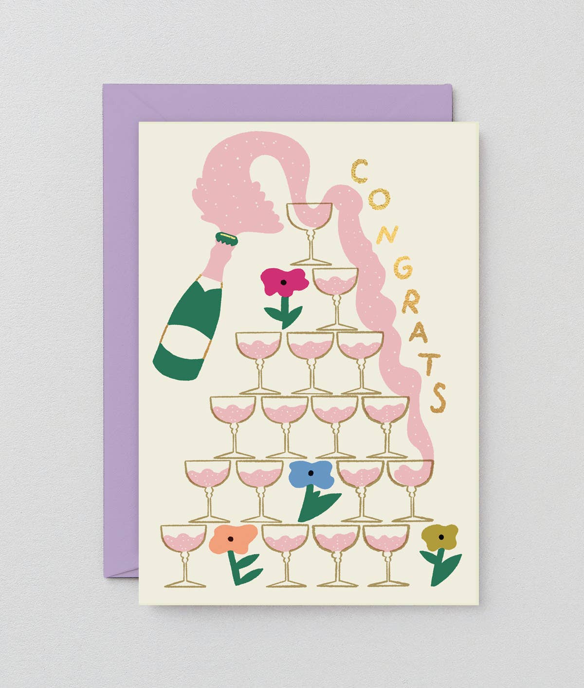 Congrats Champagne Tower Card