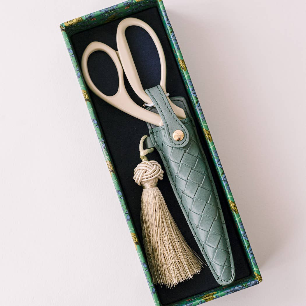 Ivory and Gold Heirloom Scissors with Case - Dusk Blue