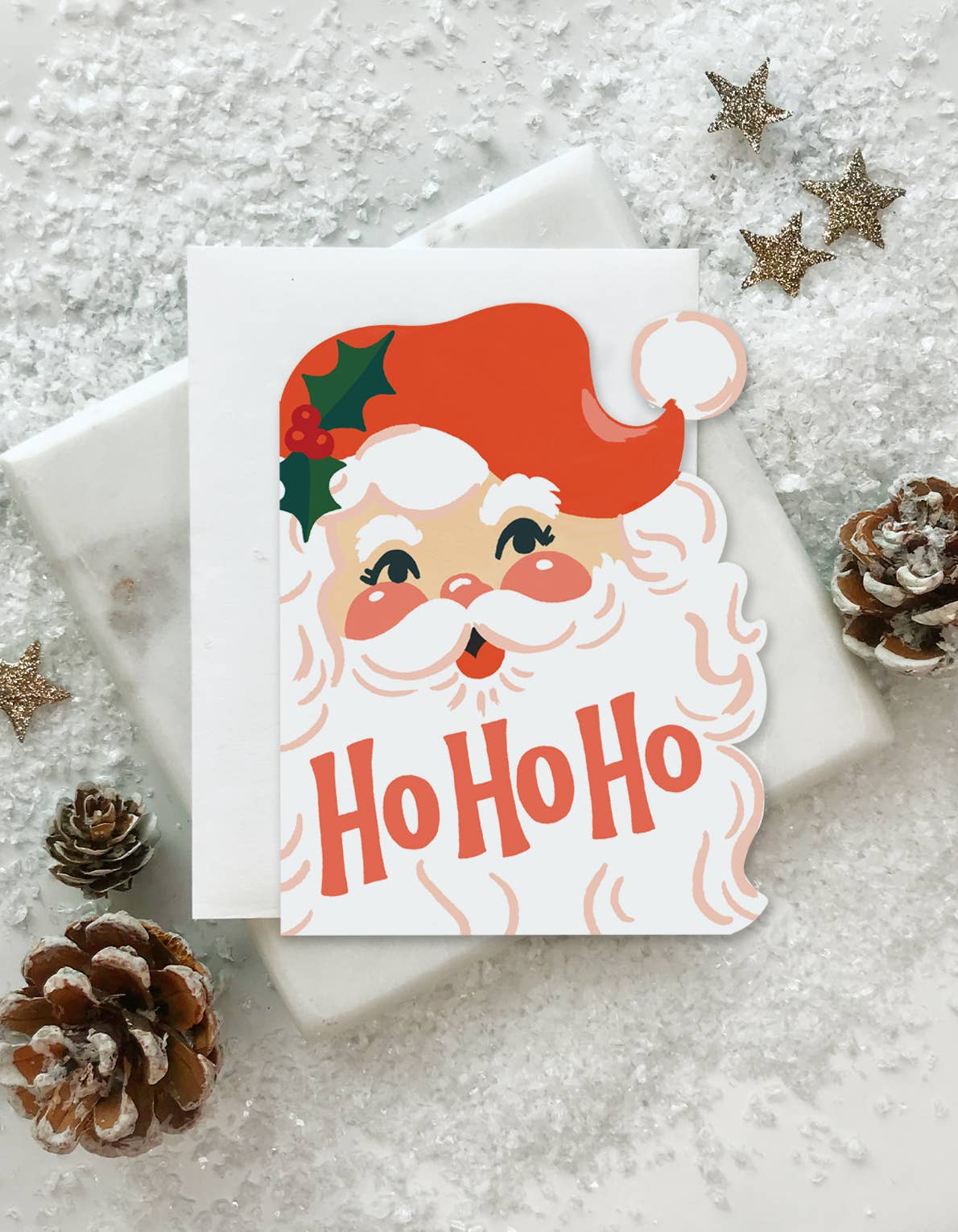 Ho Ho Ho Santa Die Cut Holiday Greeting Card