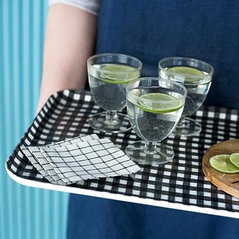 Large Linen Tray / Navy and White Check