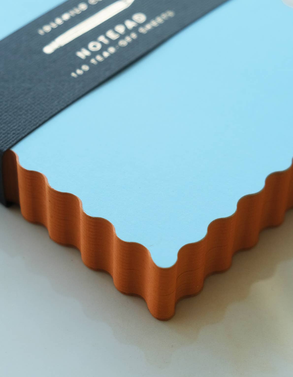 Mini Wave Shaped Notepad / Sky + Tangerine Edge