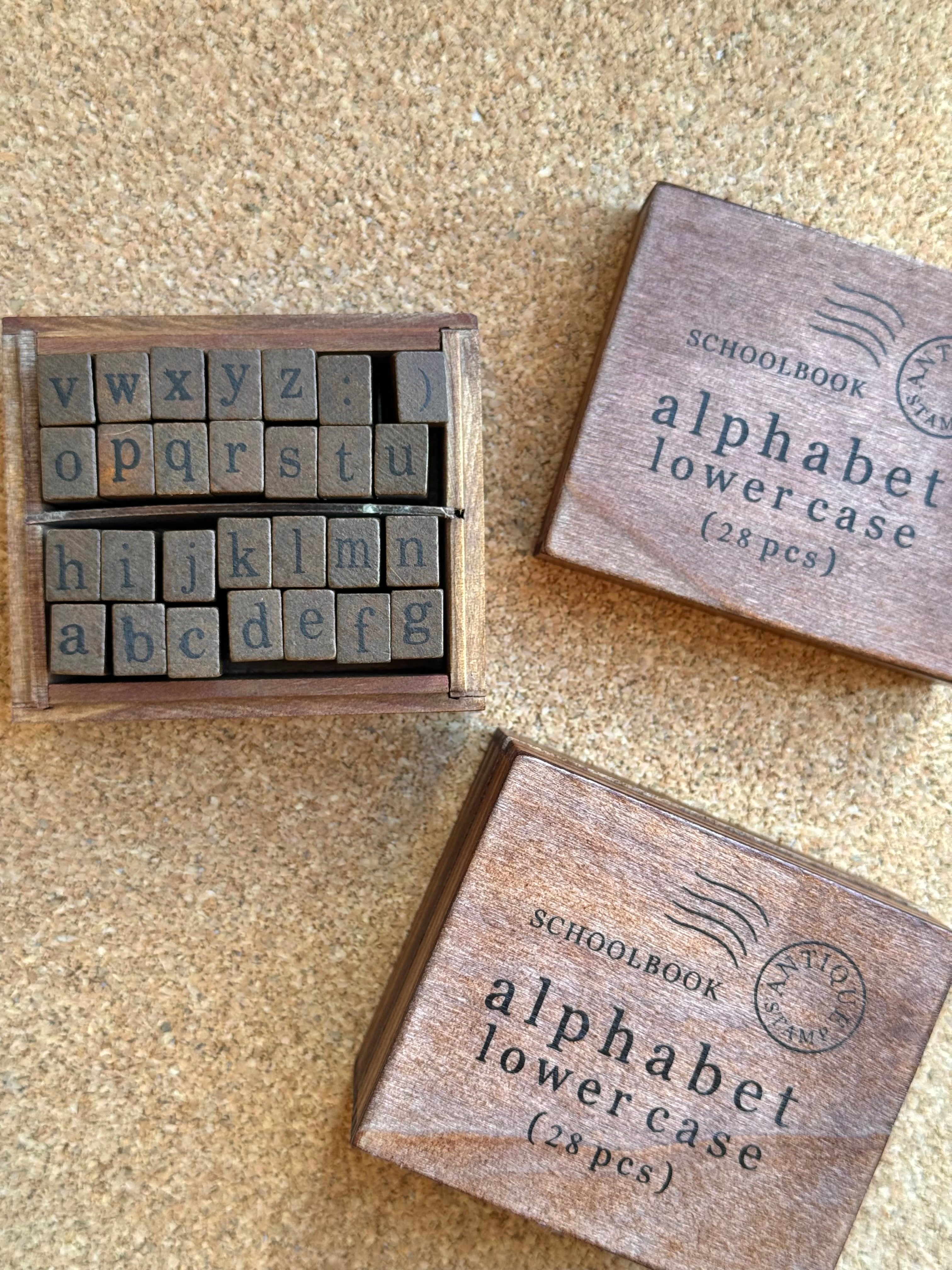 Lowercase typewriter alphabet stamp set