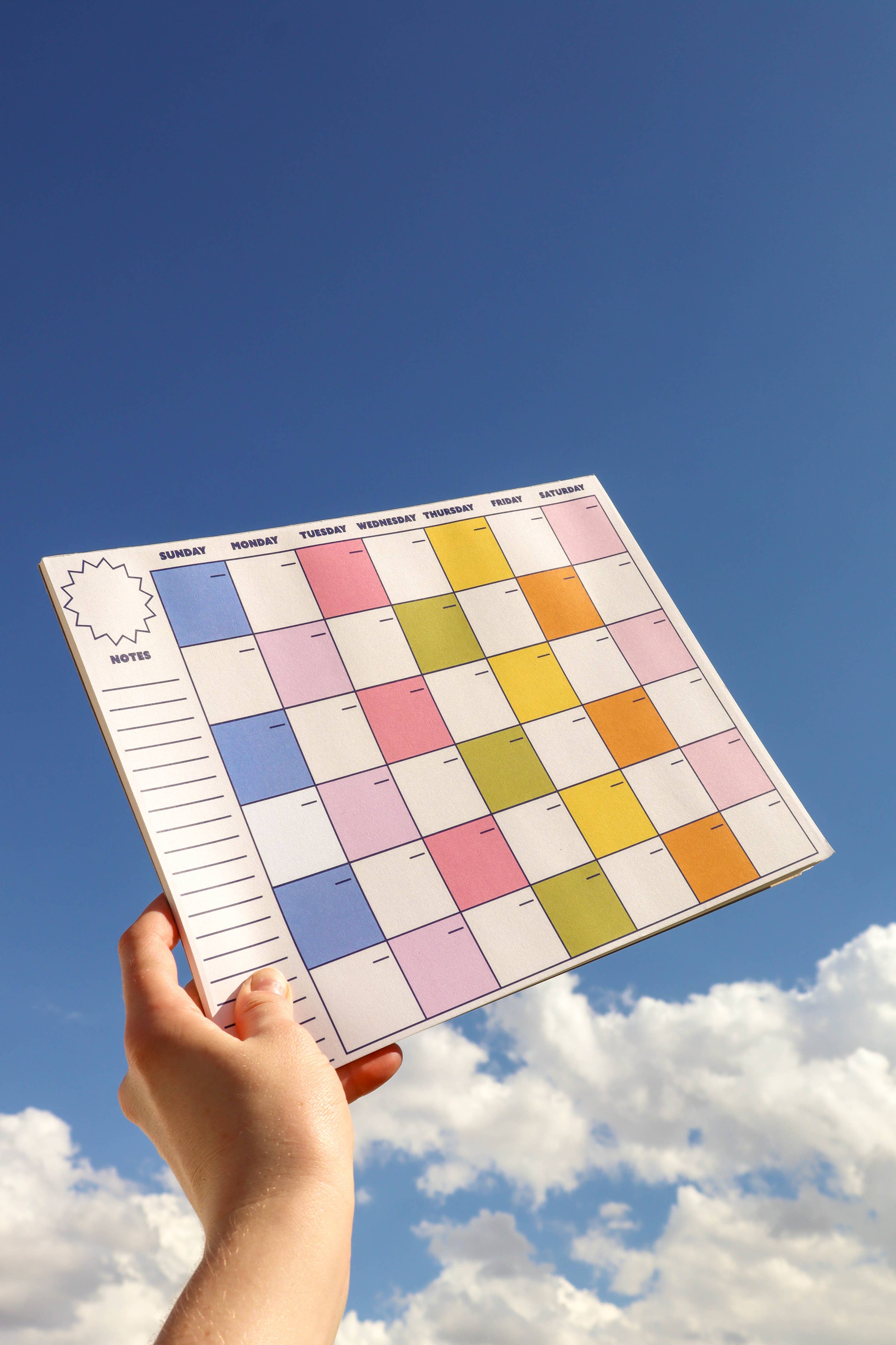 Monthly Colored Checkered Notepad Calendar