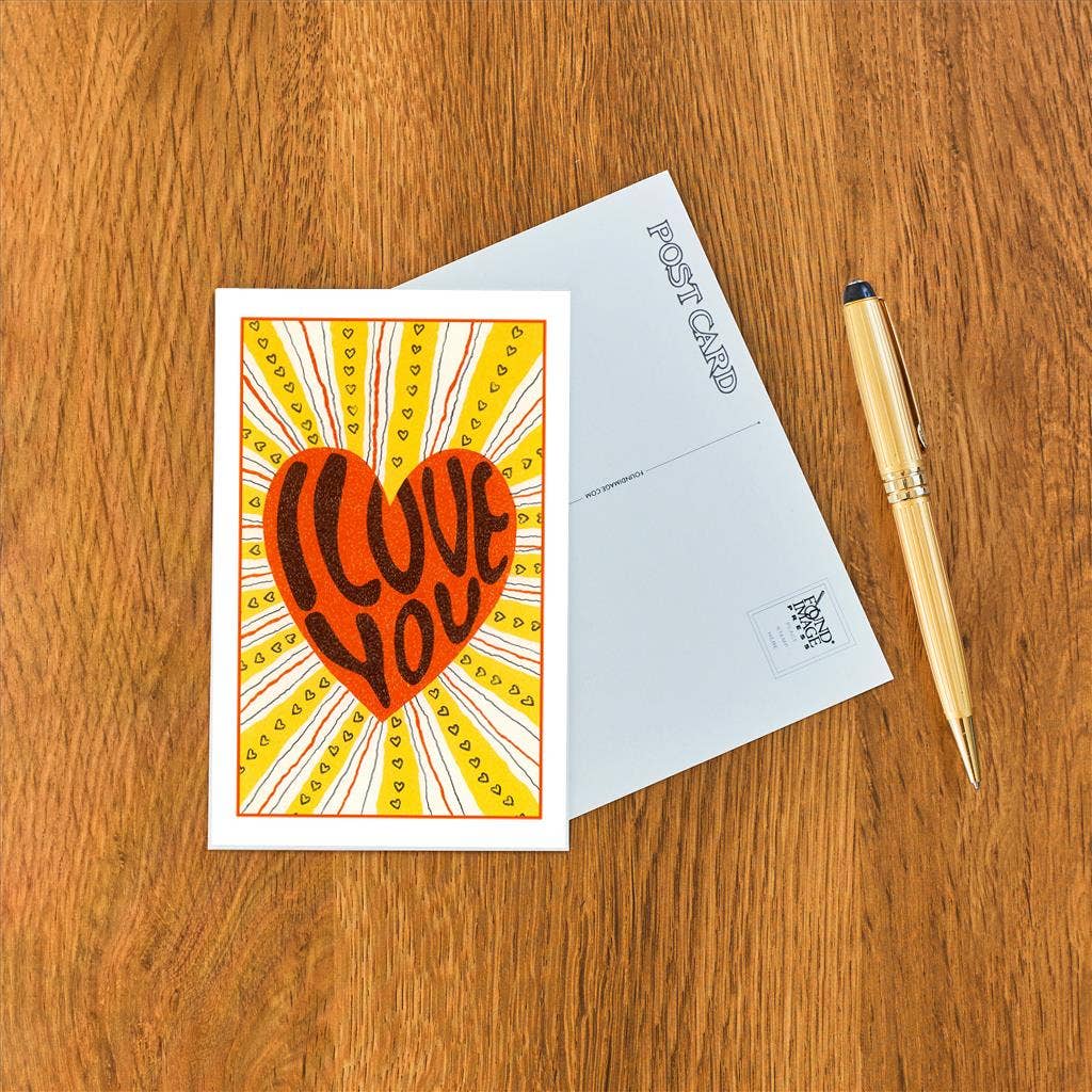 Psychedelic I Love You Postcard