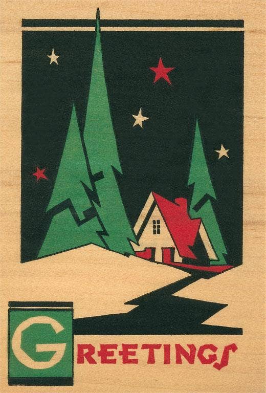 Christmas Greetings Under the Pines Postcard