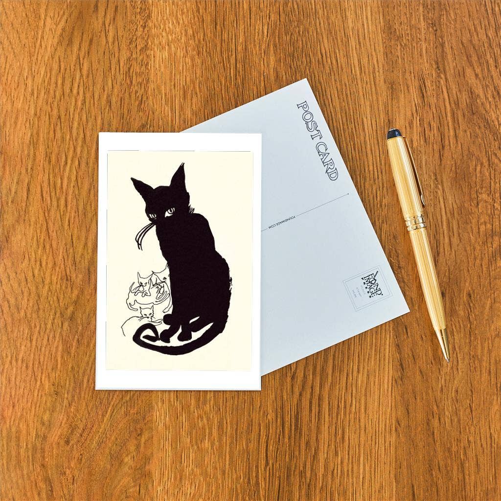 Black Cat Print Postcard