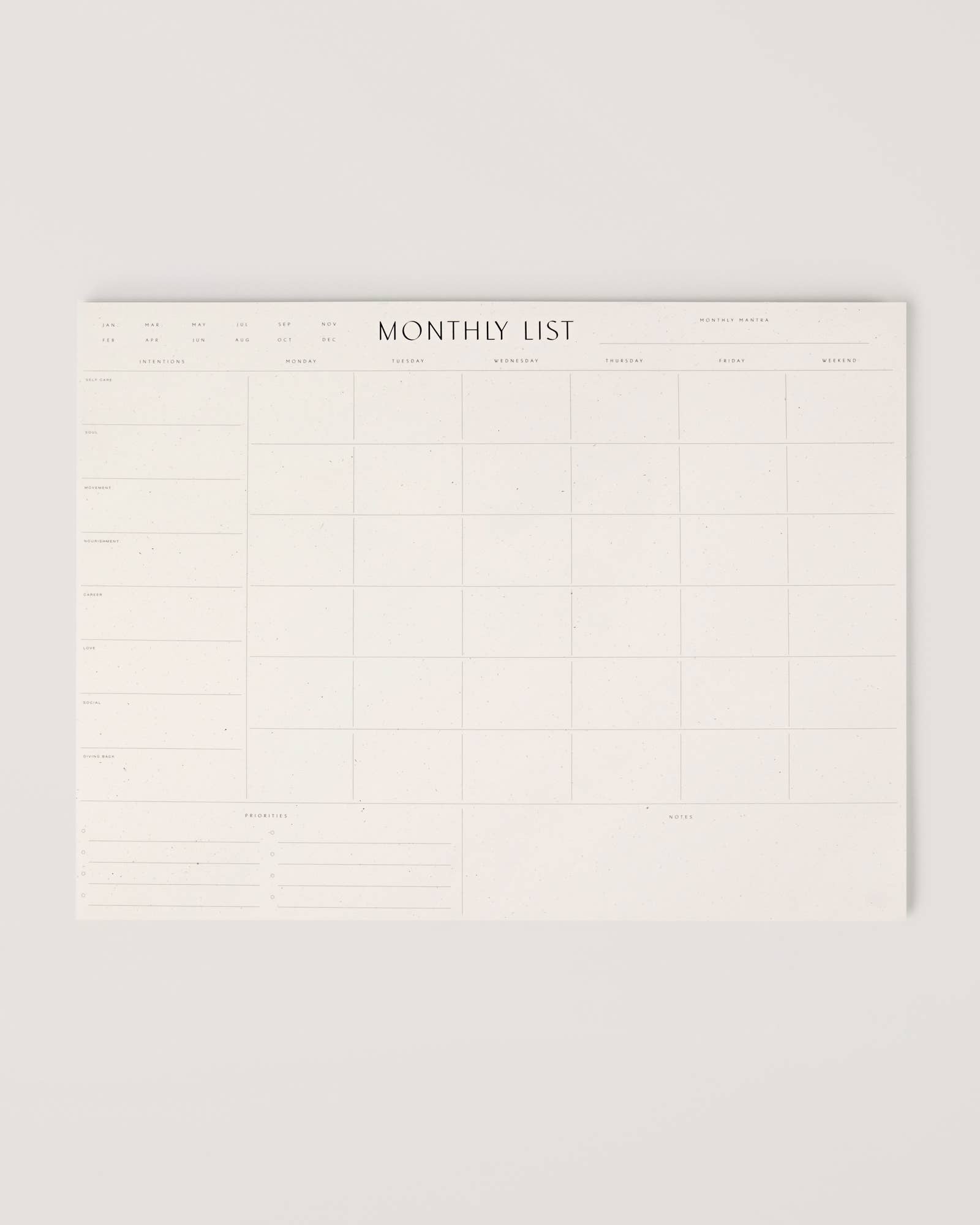Monthly List Pad by Wilde House