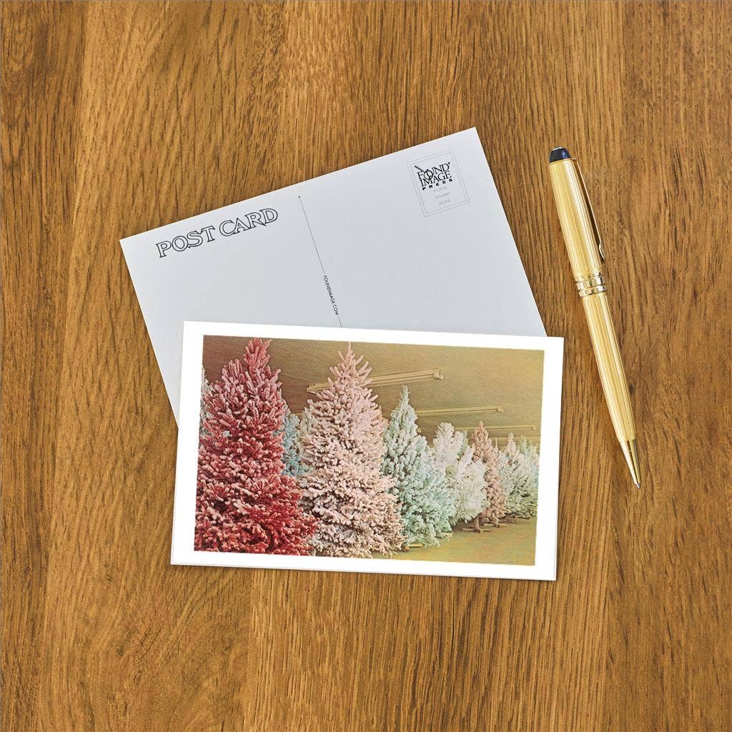 Flocked Christmas Trees Postcard