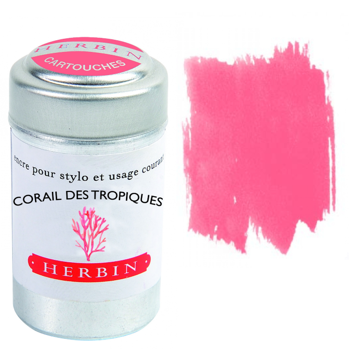 Herbin Fountain Pen Ink Cartridges / Tin of 6 / Various colors