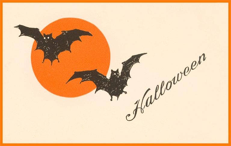 Bats Halloween Postcard