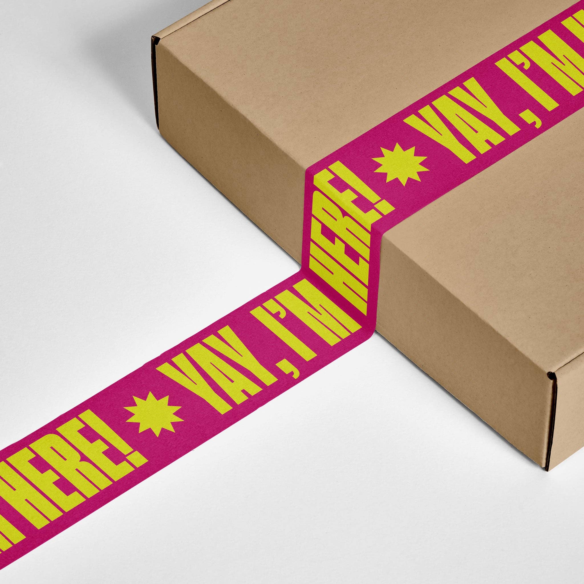 Yay, I'm Here! Shipping Tape - Pink/Yellow