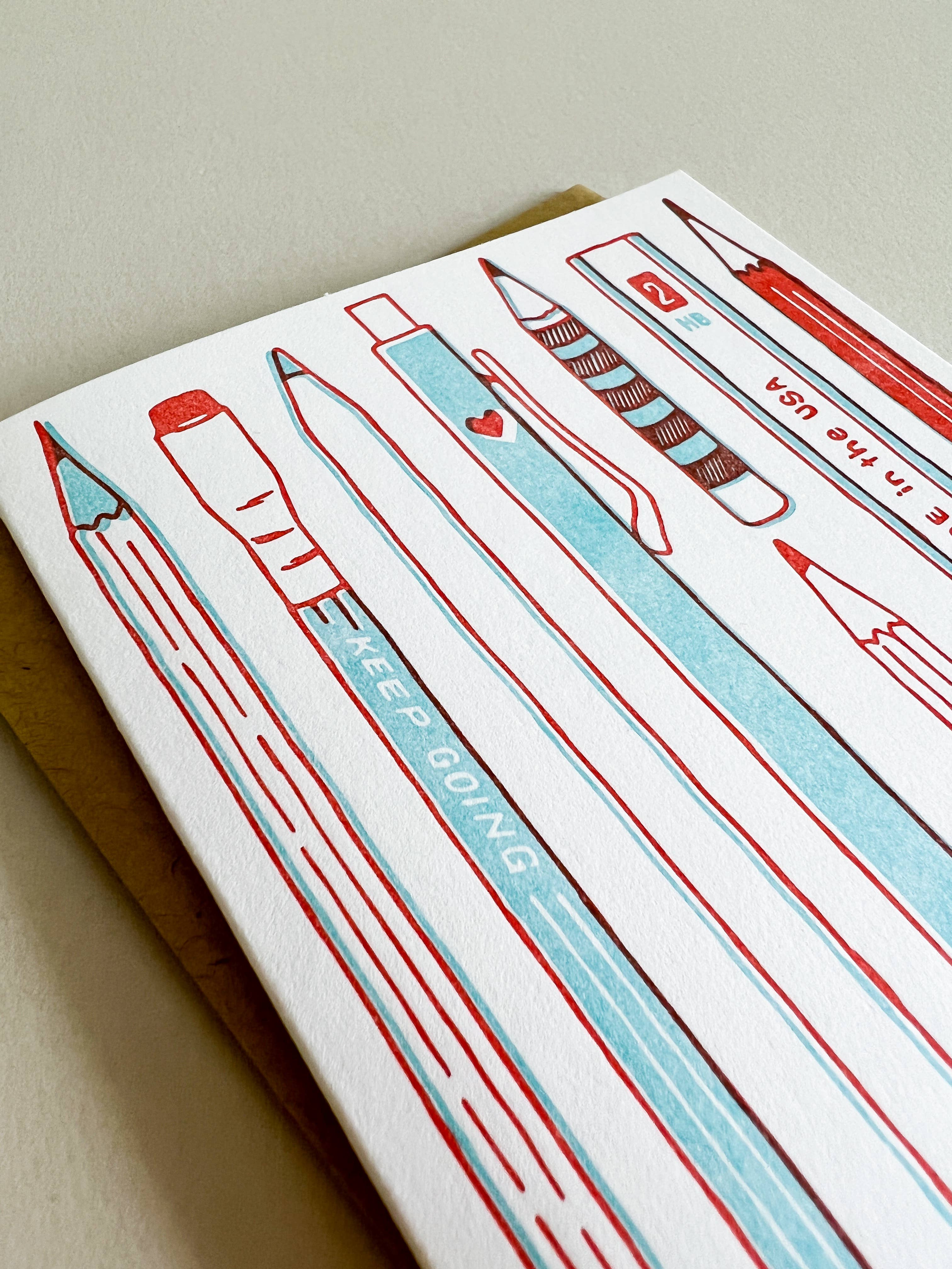 Pencil Collection Letterpress Card