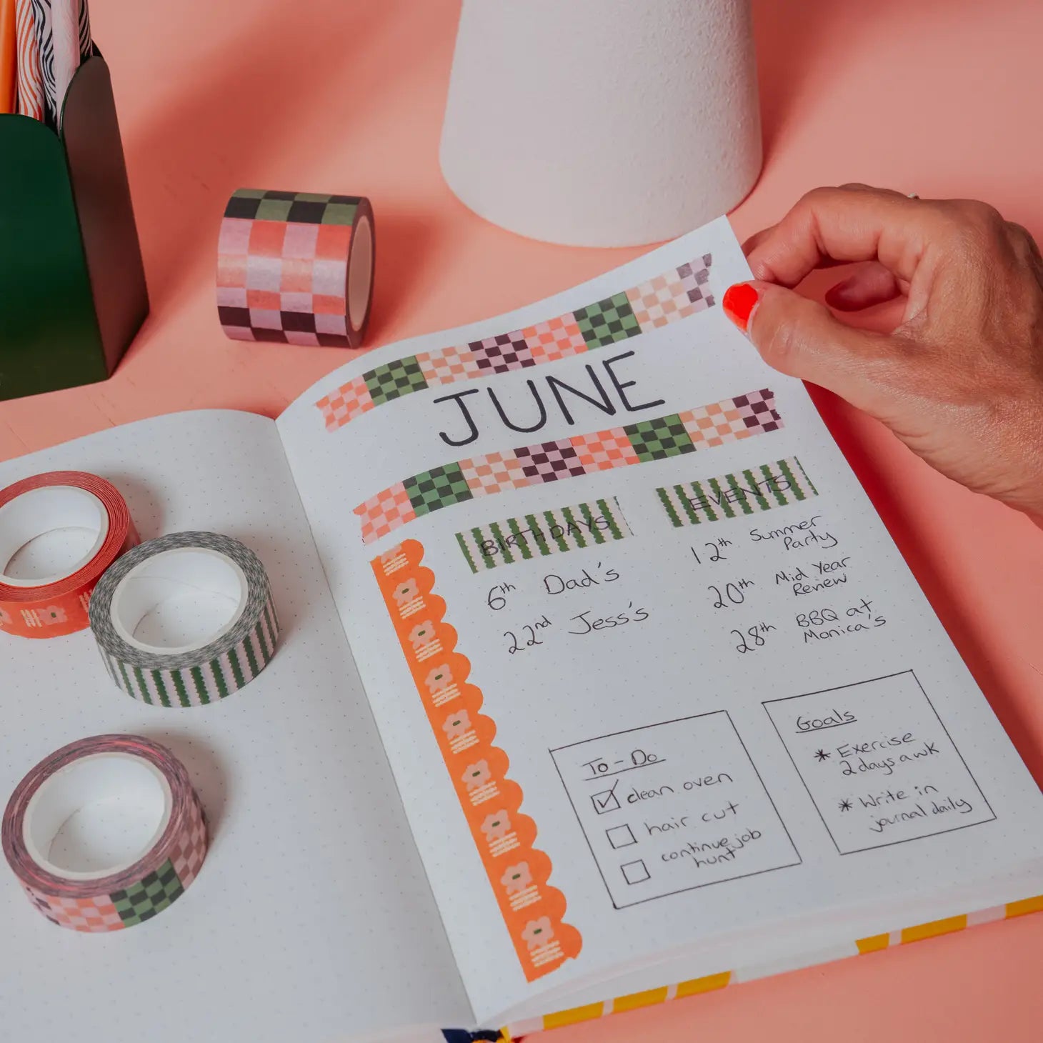 Pretty Sticky Washi Tape Set / Checks
