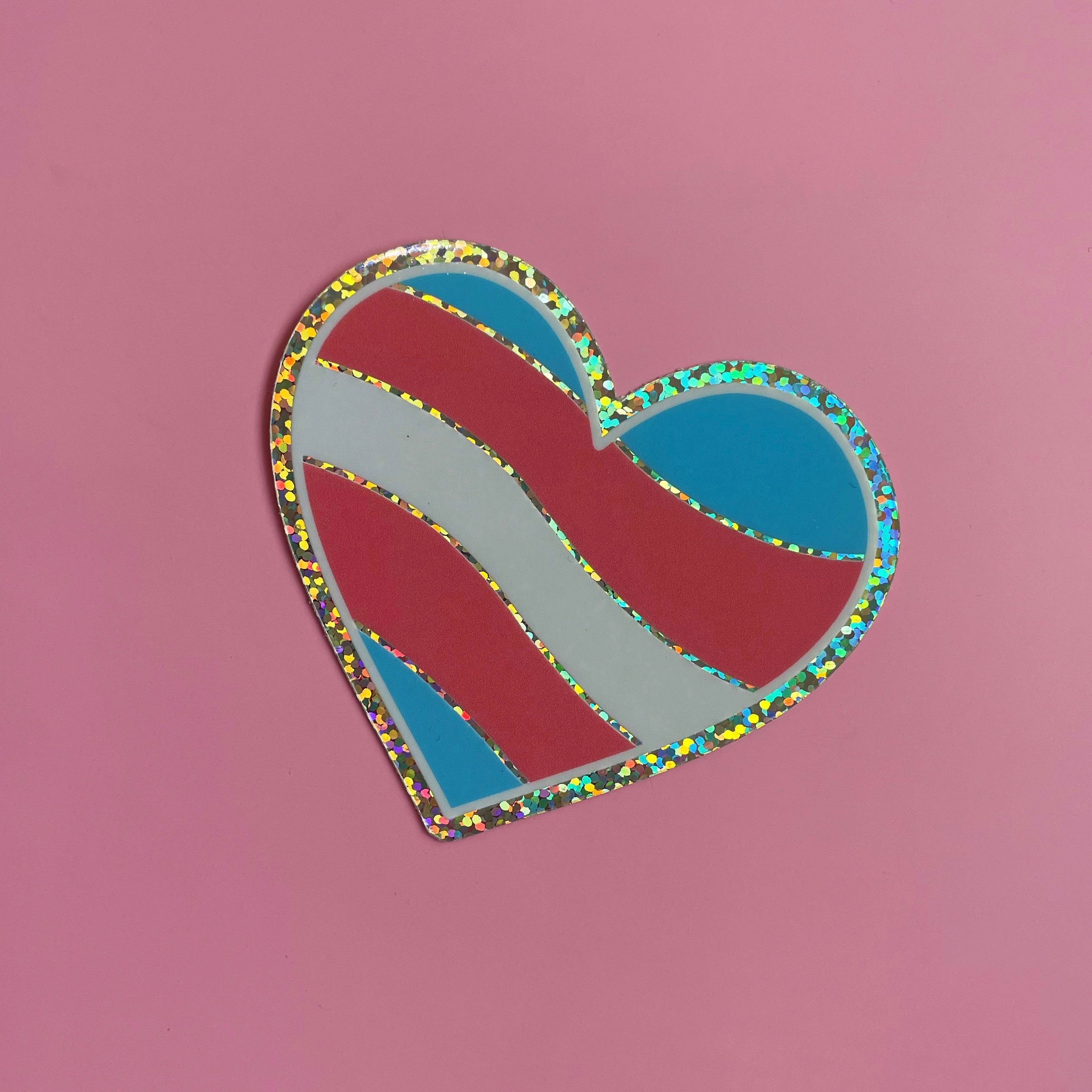 Trans Flag Glitter Heart