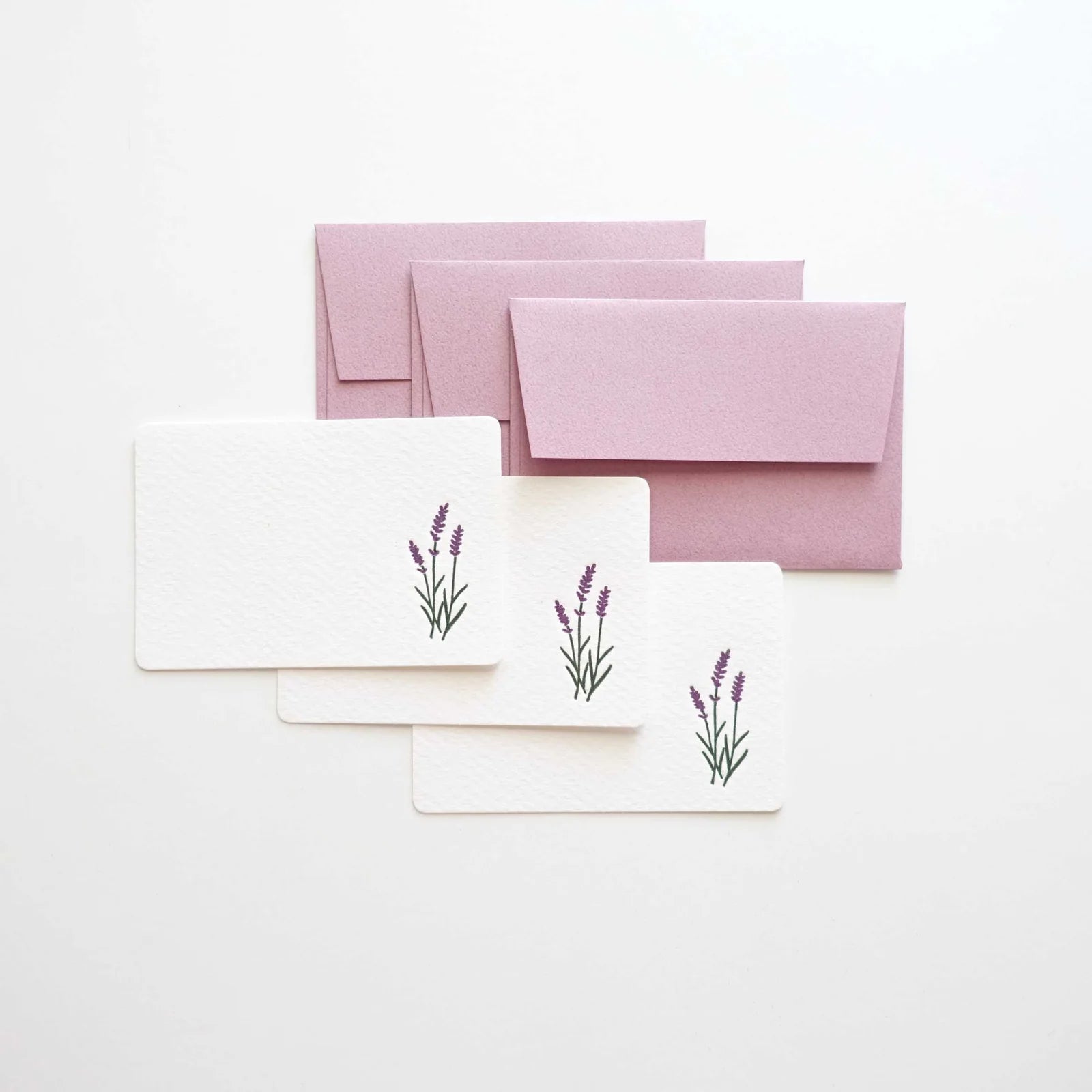 Letterpress Floral Mini Card Set / Lavender Sprigs