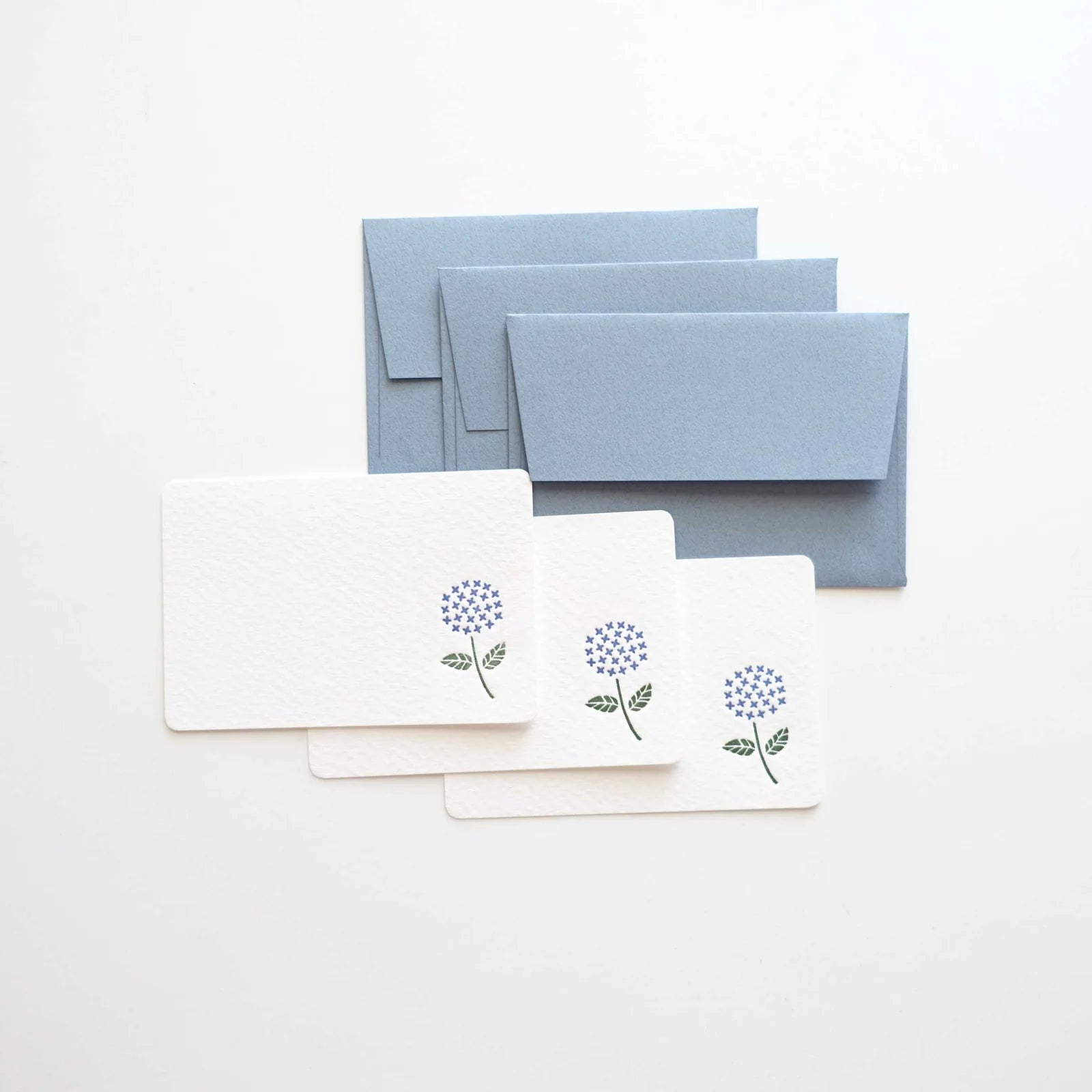 Letterpress Floral Mini Card Set / Hydrangea