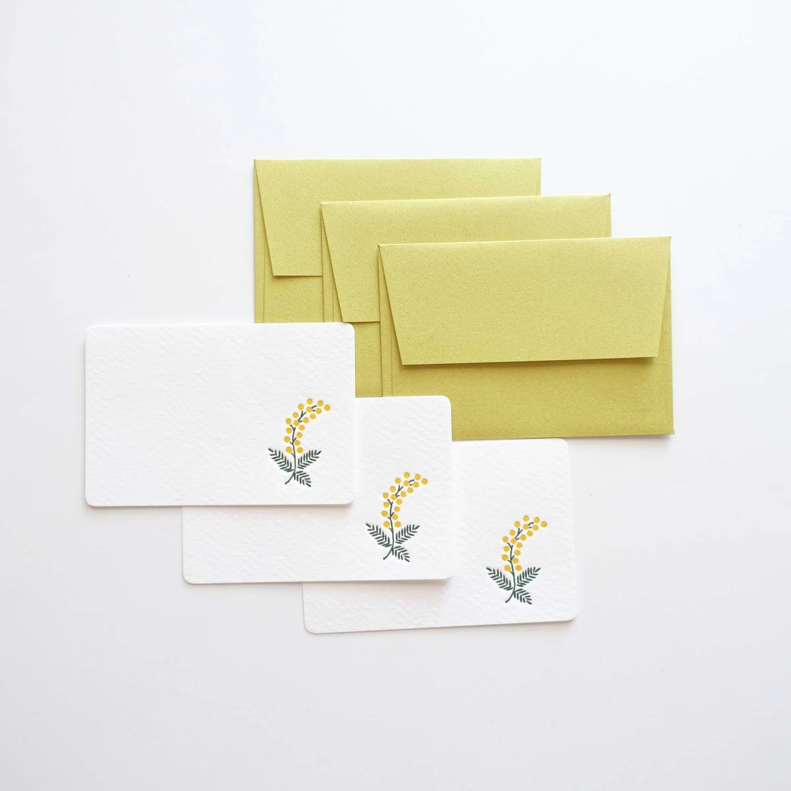 Letterpress Floral Mini Card Set / Mimosa