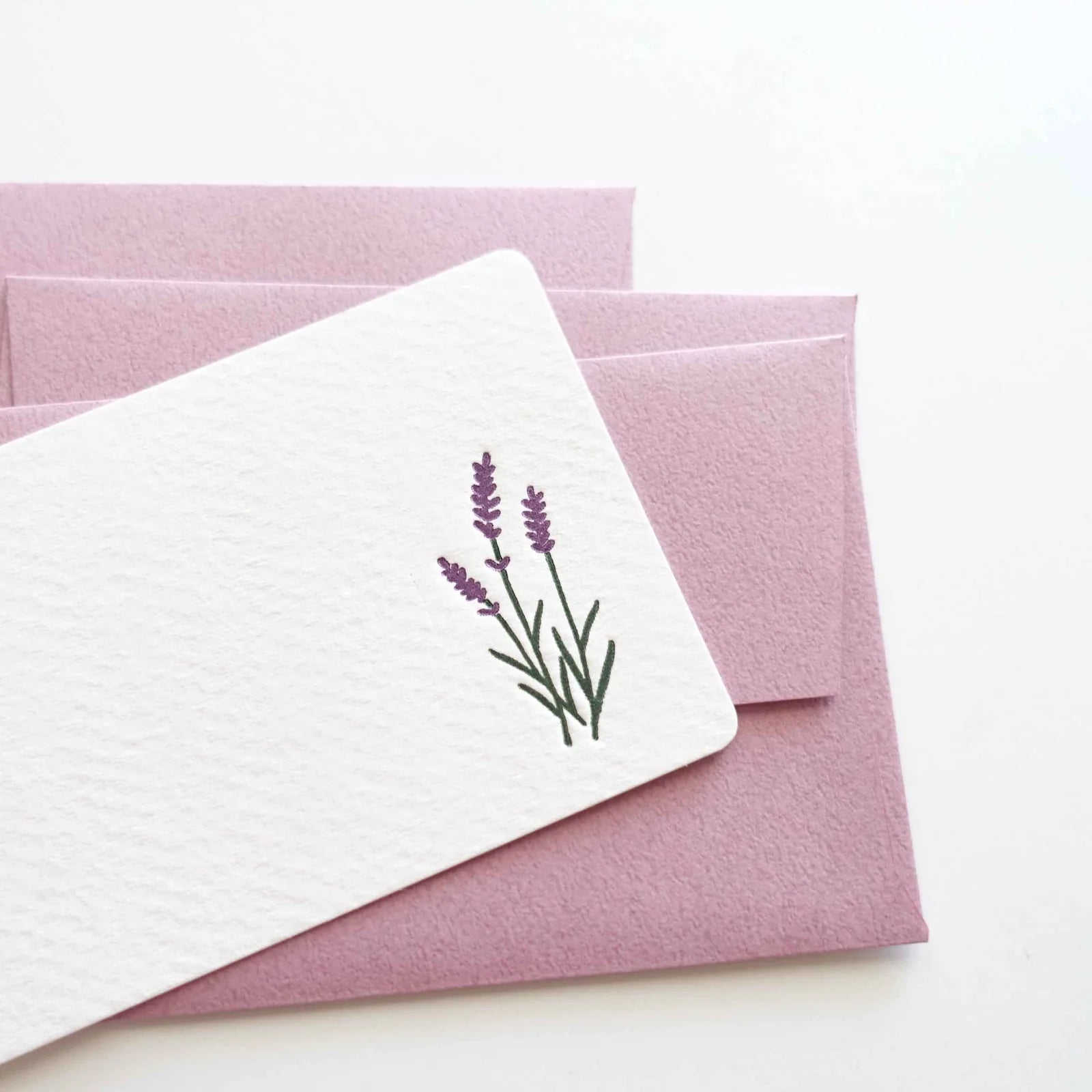Letterpress Floral Mini Card Set / Lavender Sprigs