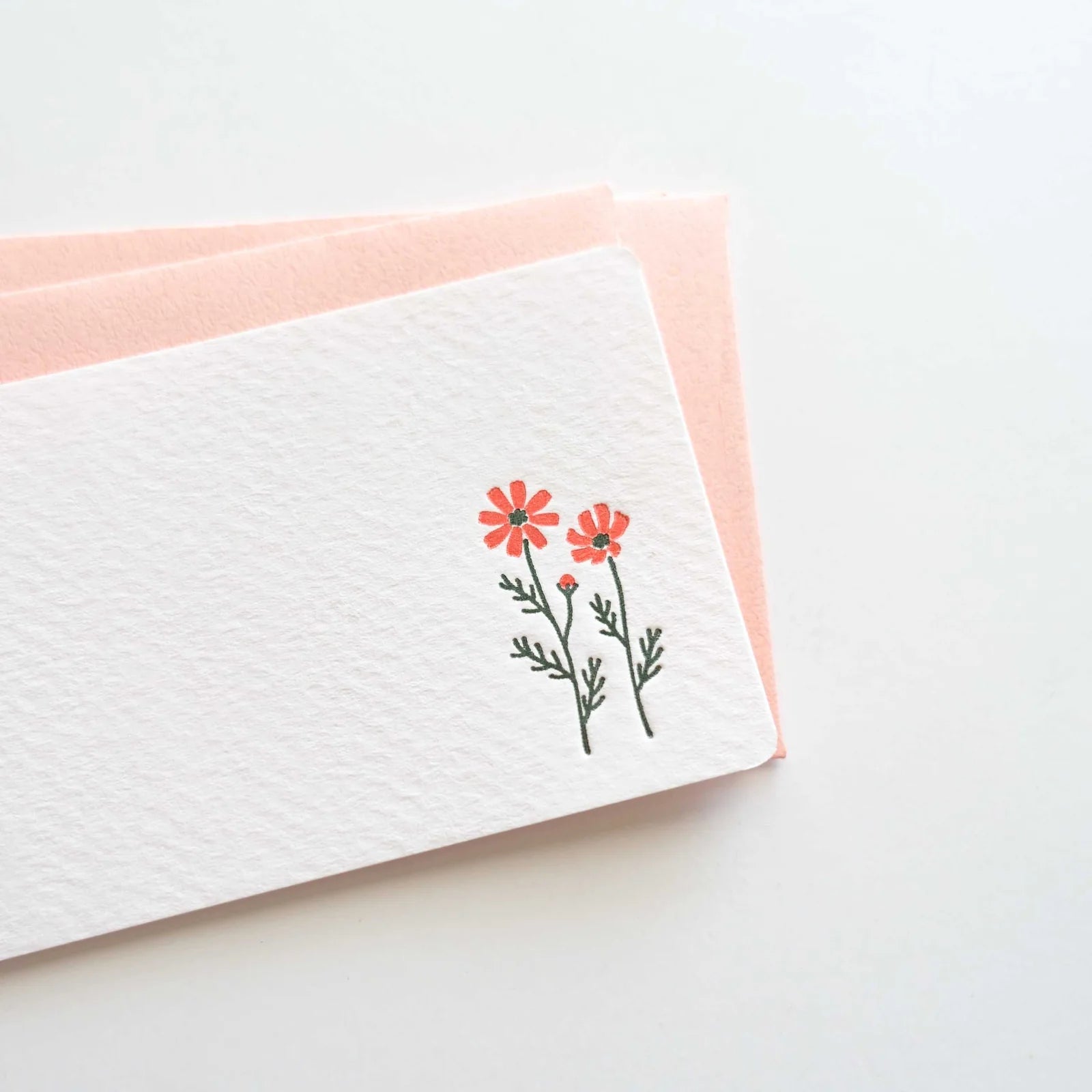 Letterpress Floral Mini Card Set / Cosmos