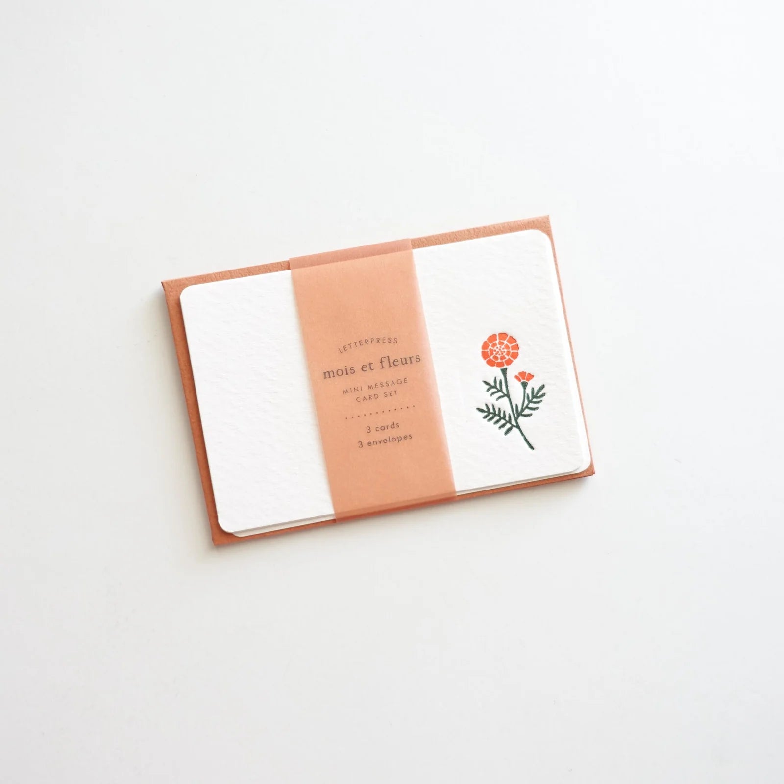 Letterpress Floral Mini Card Set / Marigold