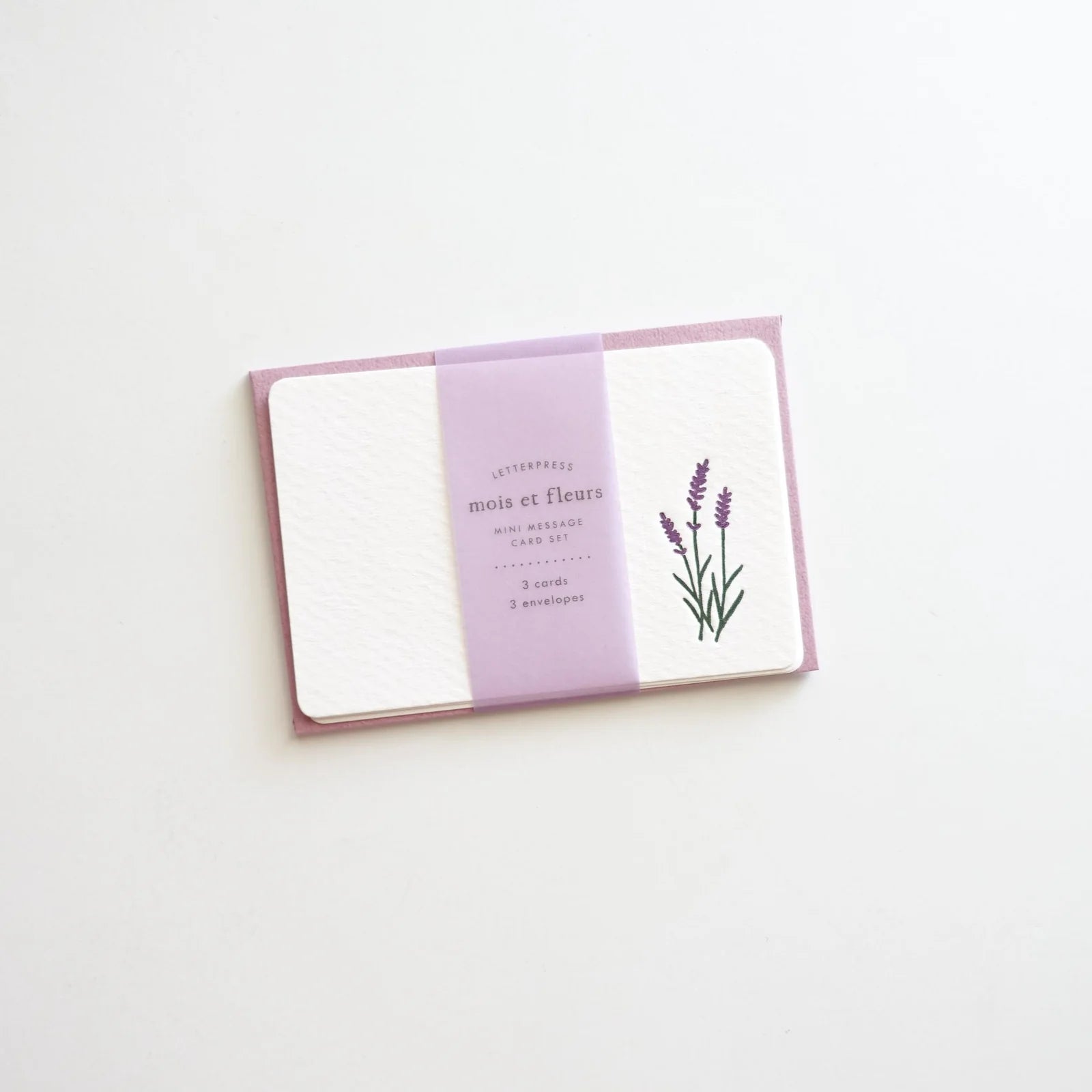 Letterpress Floral Mini Card Set / Lavender Sprigs